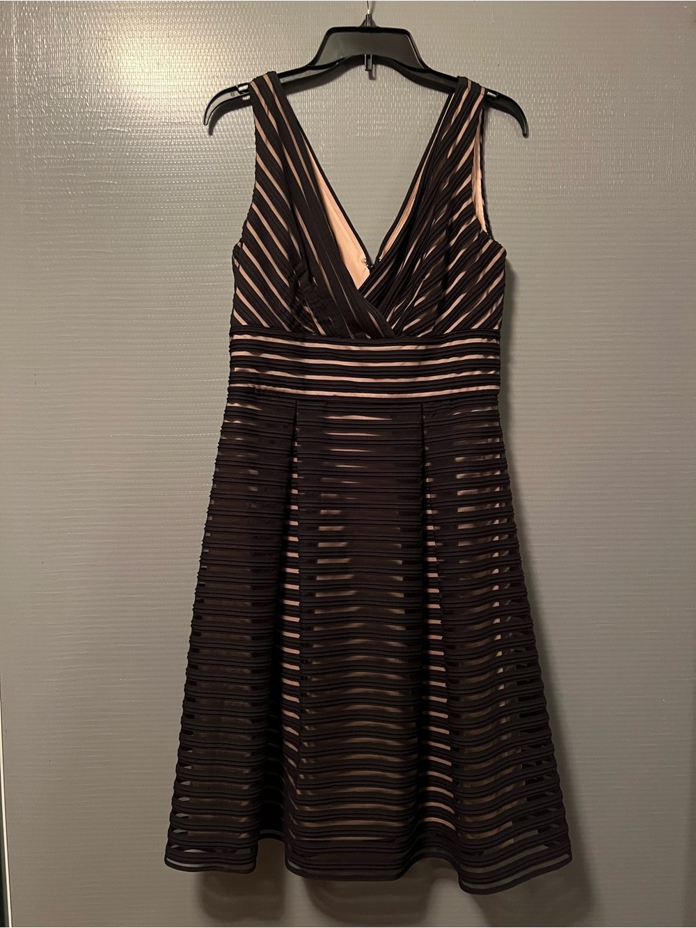 White House Black Market Black and Nude Layered Midi Dress